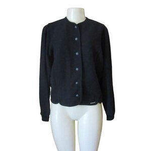 Geiger Austria Black Boiled Wool Jacket Cardigan Size 44 XL